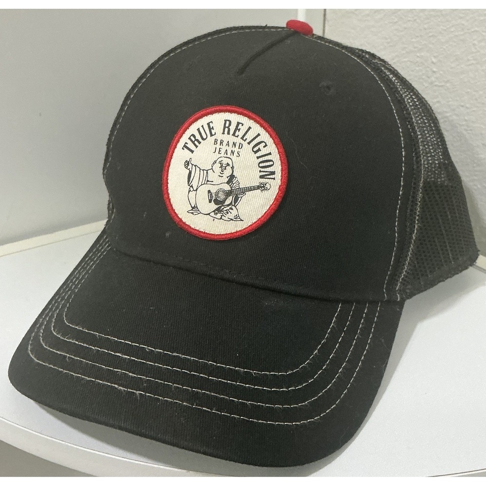 True Religion Buddha with Guitar Patch hat black A frame snapback Brand Jean cap